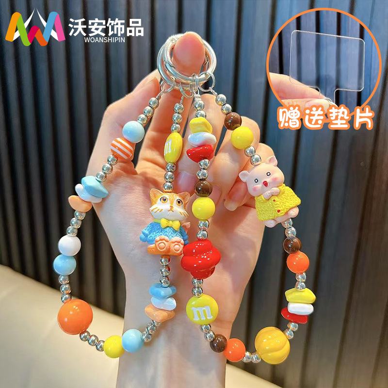 Cartoon Dopamine Beaded Keychain Mobile Phone Chain Wristband Pendant Cute Little Animal Mobile Phone Case Hanging Chain Small Gift Cartoon Dopamine Beaded Keychain Mobile Phone Chain Wristband Pendant Cute Little Animal Mobile Phone Case Hanging Chain Small Gift