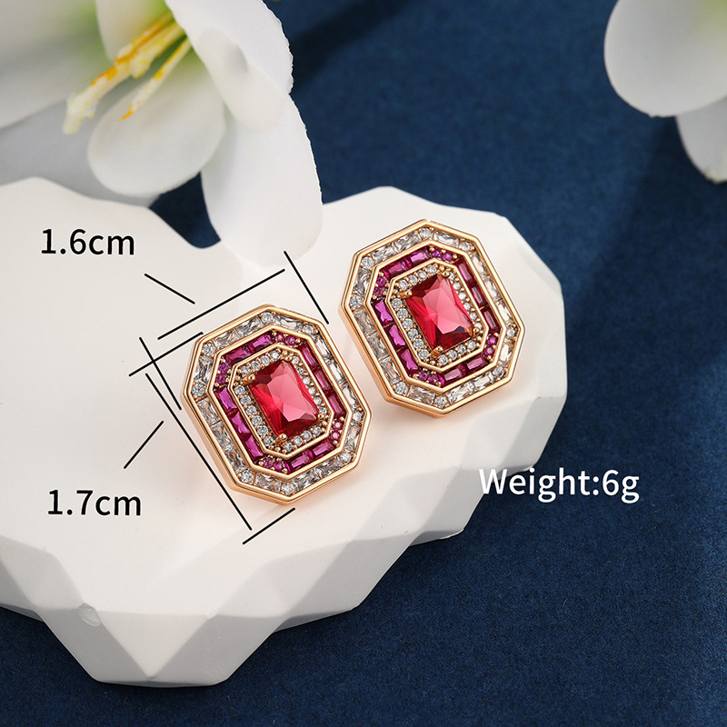 Xuping joyería de moda transfronteriza color artificial gemas pendientes rectangulares pendientes nicho de alta calidad temperamento pendientes