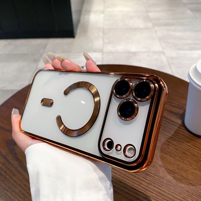 Patrón magnético de CD galvanizado, adecuado para fundas de teléfono móvil Apple 17 Pro Max, funda protectora suave transfronteriza para iPhone 16 y 15.