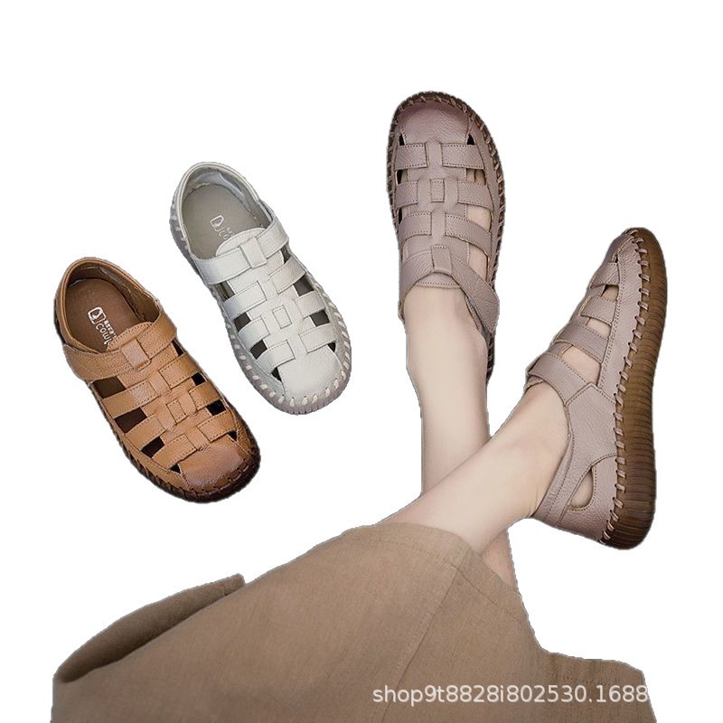 Comercio exterior transfronterizo de alta calidad al por mayor de tamaño grande suela de costura hecha a mano zapatos de mujer al aire libre casual zapatos frescos