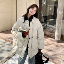 牛仔拼接假两件羽绒服女冬2024新款韩版学院风休闲森系面包服