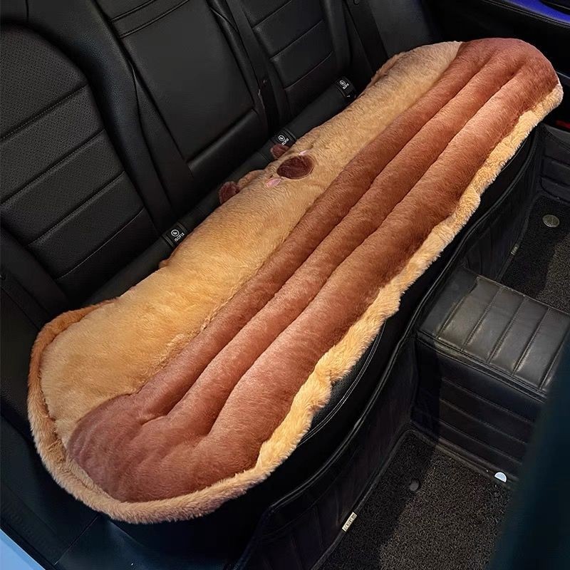 Car Seat Cushion Winter Plush Lumbar Support Integrated Anti-Slip Warm Seat Cushion for Driving Test Height Increase Universal for All Seasons Rear Seat Cushion