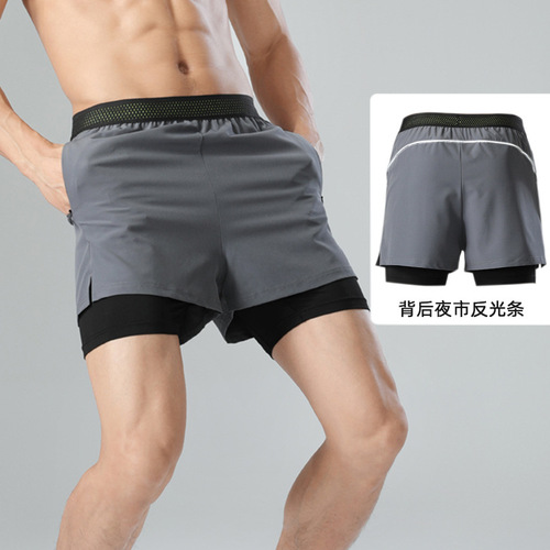 Sports shorts quick-drying men's summer American basketball pants fake two-piece marathon running training tight three-point pants