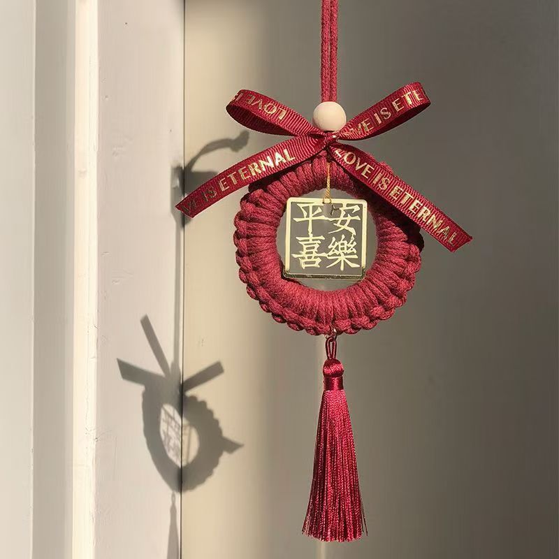 Handmade DIY Gift Red String Hanging Ornament for Peace and Joy, Attracts Wealth and Good Fortune, New Car Hanging Tag, Car Interior Decoration, Gift for Boyfriend