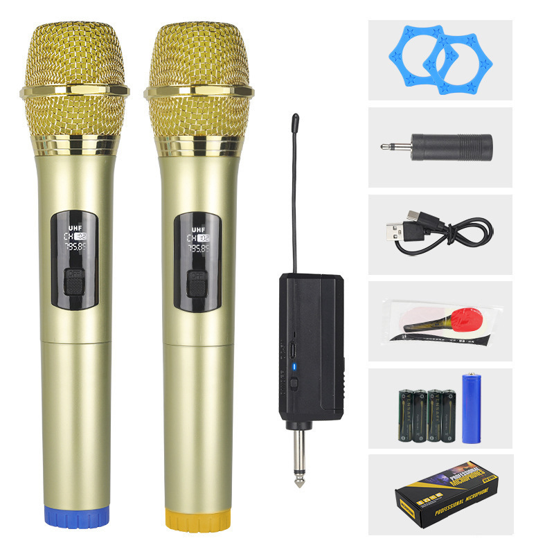 Cross-border wireless microphone one drag two live broadcast home singing stage KTV live pull rod speaker handheld microphone