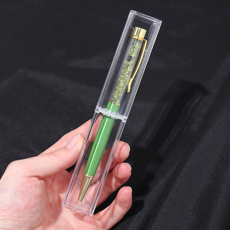 Acrylic box, metal ballpoint pen, diamond pencil case for office, Birthday gift 3