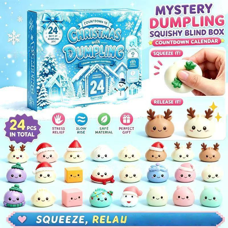 Cross-border bestseller: 24-day Christmas countdown blind box, Christmas-themed squishy toys, and a tear-off calendar