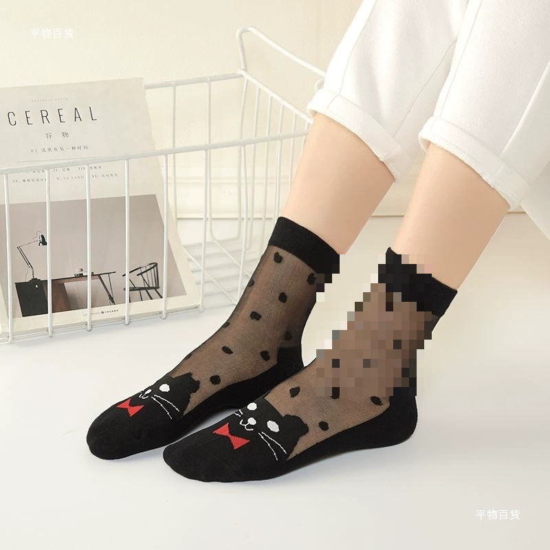 5 пар женских чулок на хлопковой подошве, весенние и летние женские носки, средней длины в корейском стиле, тонкий ледяной шелк, устойчивый к разрыву, износостойкий, модный и прочный.