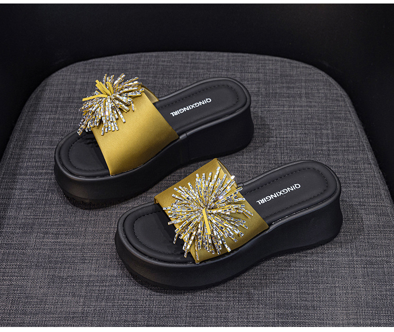 Dép sandal nữ xỏ ngón đế bệt đính khóa kim cương phong cách Hàn Quốc — 5077 vàng, 5077 đen chi tiết 21