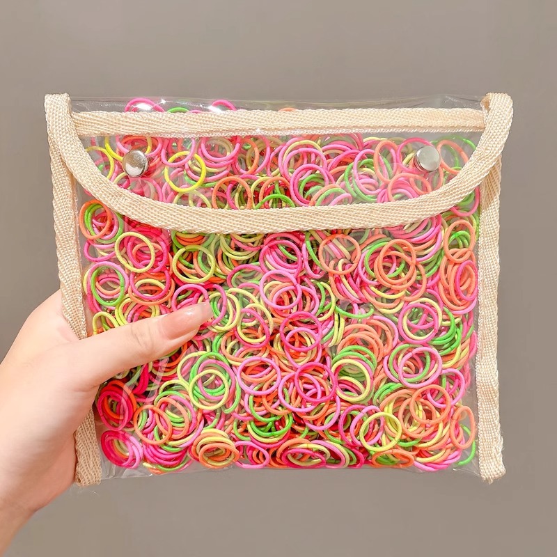 Color coreano pequeño pulgar anillo de cabello para chicas bajo cabello de cola de caballo no lesiones cabello elástico buena cuerda de cabeza cubierta de cuero para niños