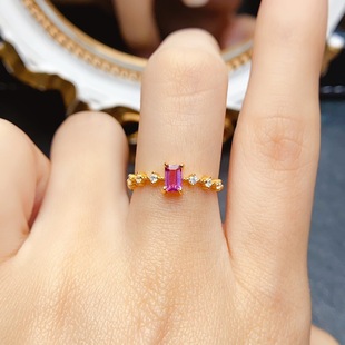 New natural garnet ring S925 silver inlaid main stone 3*5mm Joker net red explosions women's jewelry wholesale