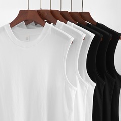 スポーツベスト メンズ ゆったり インス風 綿100% フィットネス ノースリーブ ベスト 白 ベースレイヤー 半袖Tシャツ 綿100% 通気性