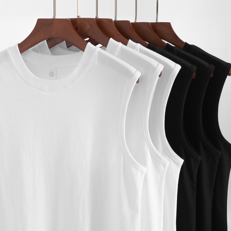 Men's Loose-Fitting Sports Vest, Pure Cotton, Sleeveless Gym Tank Top, White Undershirt, Short-Sleeve T-Shirt, Breathable Pure Cotton