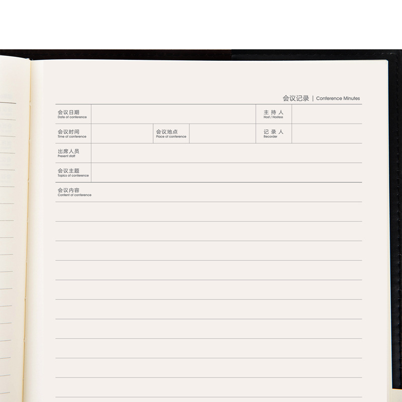 Cuaderno de cuero Deli al por mayor 3191 Notebook dedicado para actas de reuniones 25k engrosado 96 páginas interiores