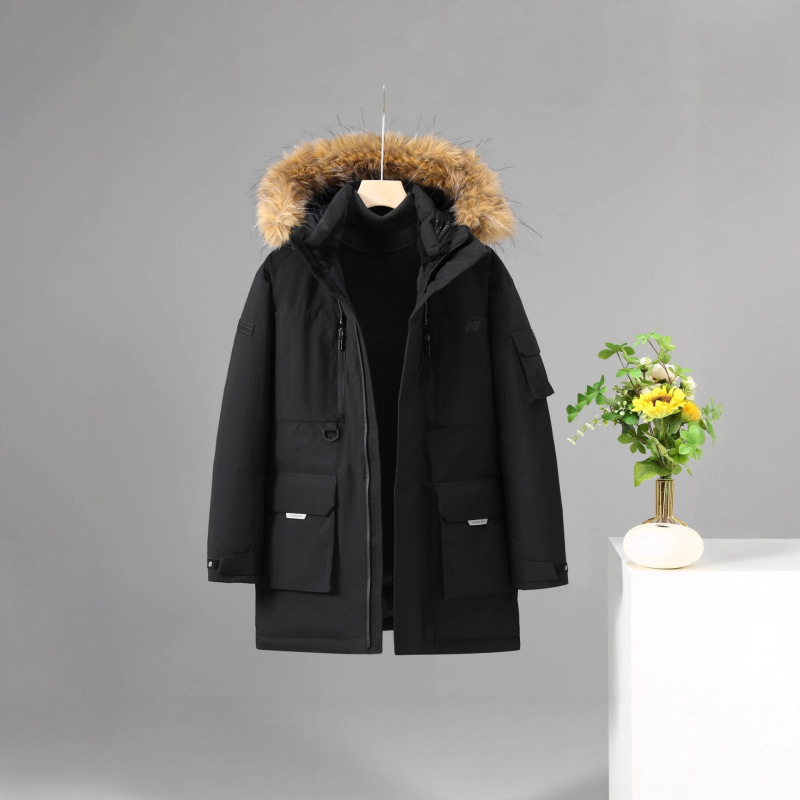 现货新百伦NB大毛领情侣款宽松版工装羽绒服|undefined