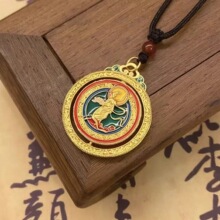 可转动古法金珐琅彩六字真言葫芦 曼陀罗 九色鹿 福在眼前DIY吊坠