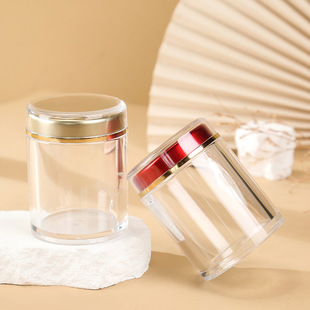 Spot Wholesale Food Bottle Saffron Wolfberry Capsule Sealed Jar Transparent Health Care Product Acrylic Bottle Logo