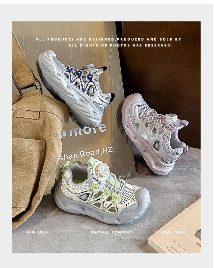 Breathable Kids Sneakers With Rotating Buckle For Boys And Girls_voghion.com