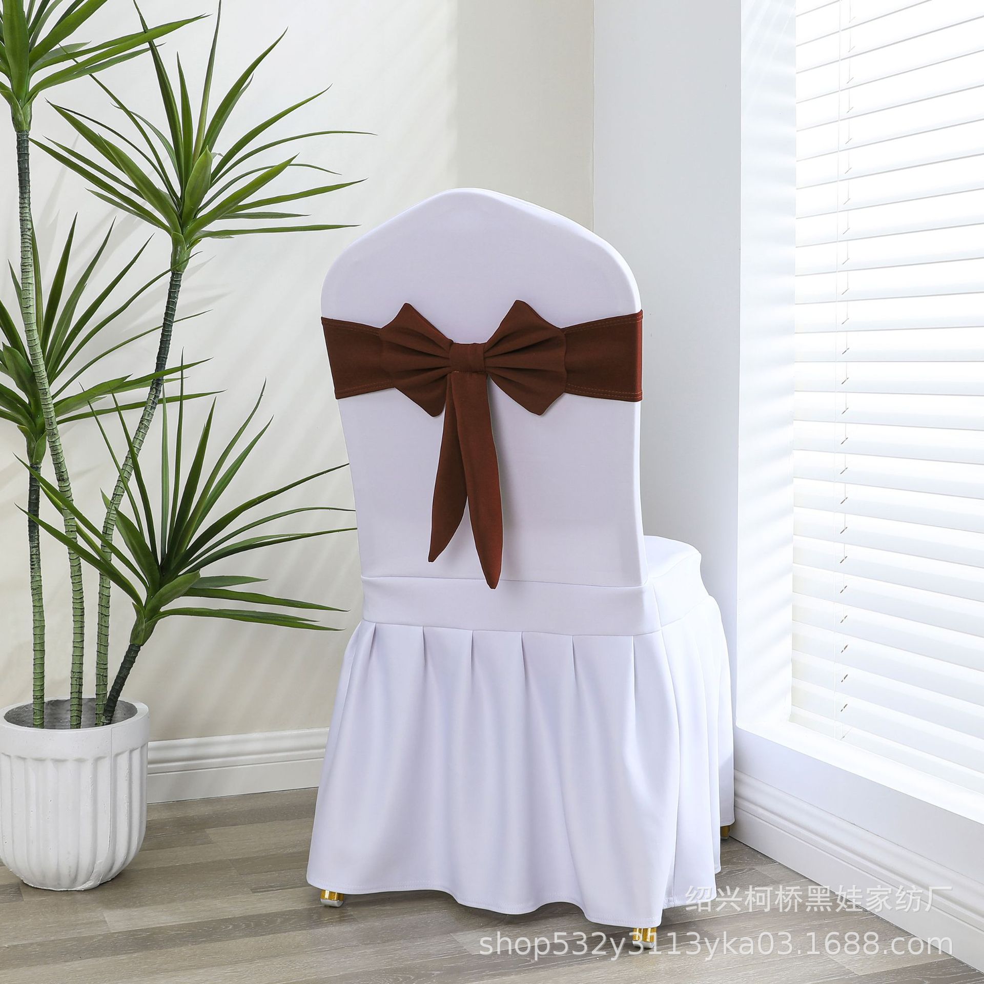 No-tie elastic chair back decoration wedding hotel chair cover bow banquet chair cover elastic chair back flower strap