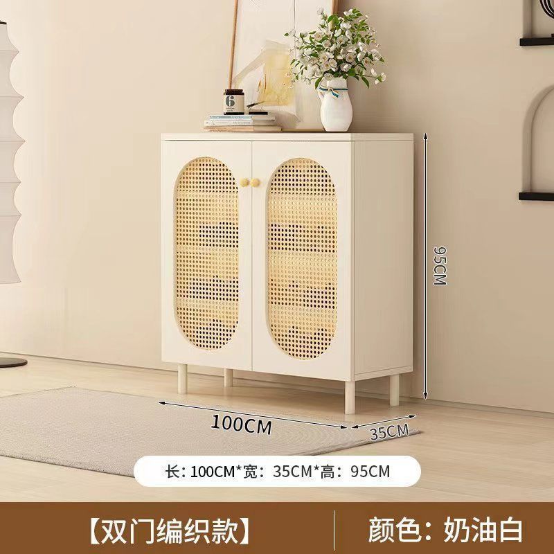 藤编简约鞋柜门口大容量法式靠墙玄关轻奢藤编储物柜收纳入户鞋柜|undefined