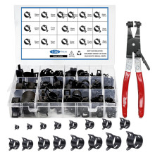 跨境 130pcs 黑色达克罗日式卡箍配工具弹簧带软管夹带旋转