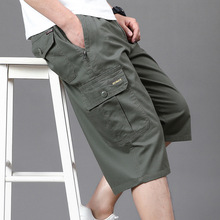 厂家直销 XL-6XL 夏季男士七分裤纯棉薄款中年宽松休闲短裤爸爸外