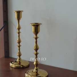 法式金属铁艺复古摆件黑色烛台圣诞万圣节装饰婚庆道具蜡烛垒德株