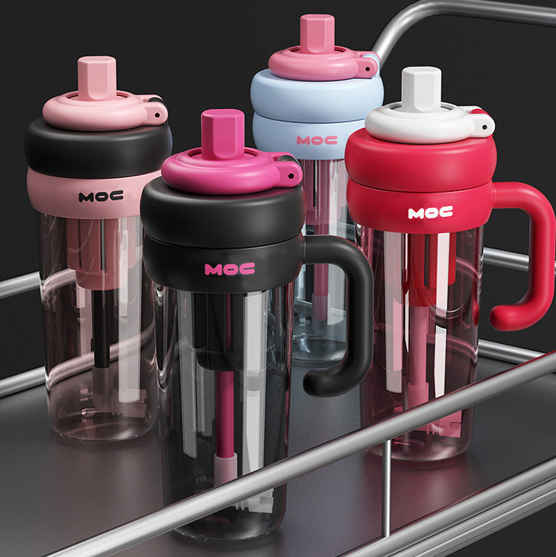 2025 Big Mac Ice Pa simple estudiante mujer de gran capacidad taza de agua de alto valor con fugas de té taza de pajita portátil