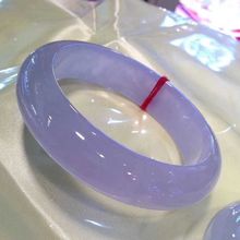 精品缅甸玉冰糯种紫罗兰翡翠手镯冰透水润细腻通透老坑玉镯子