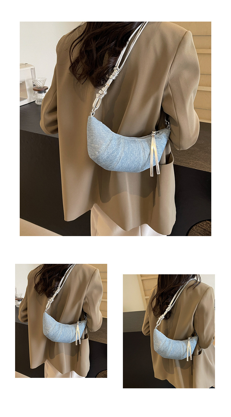 Denim for women's 2024 new fashionable casual shoulder niche trend, super hot crossbody bag, cowhide bag_senzul.com