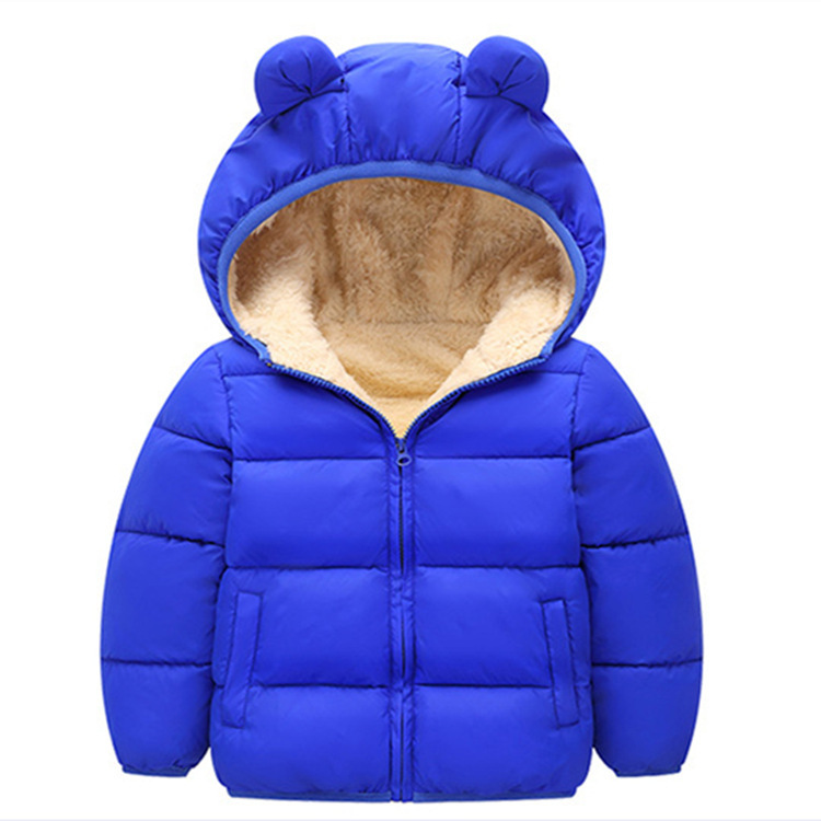 2021 Invierno nueva ropa de algodón acolchado de Cachemira para niños y niñas Orejas de conejo engrosadas ropa acolchada de algodón para niños
