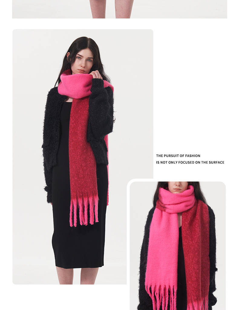 Nuova sciarpa in cashmere imitazione calda a due colori per autunno e inverno, sciarpa in mohair morbido e caldo spesso da donna_voghion.com