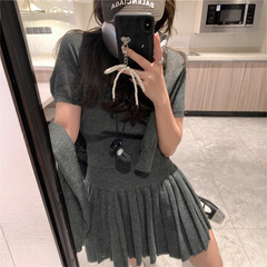 学院风针织毛衣女2025春秋新款韩系气质开衫+打底衫+百褶裙三件套