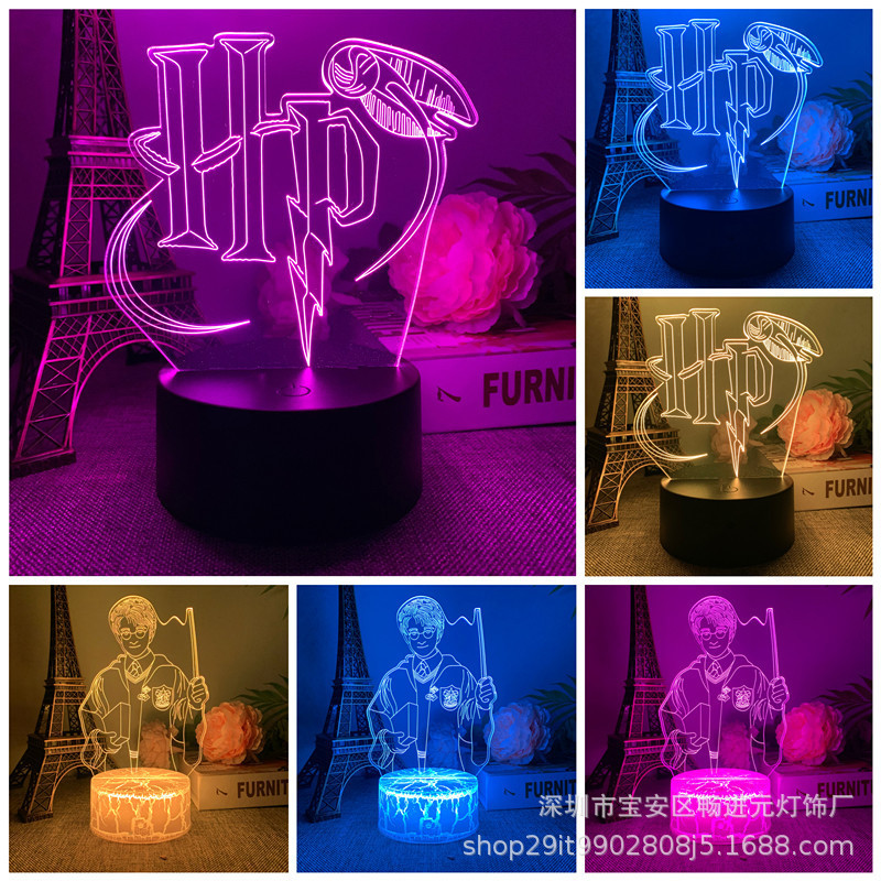 Cross-border supply 3d night light Harry Potter touch remote control crack creative gifts usb Sleep Light Cross-border supply 3d night light Harry Potter touch remote control crack creative gifts usb Sleep Light