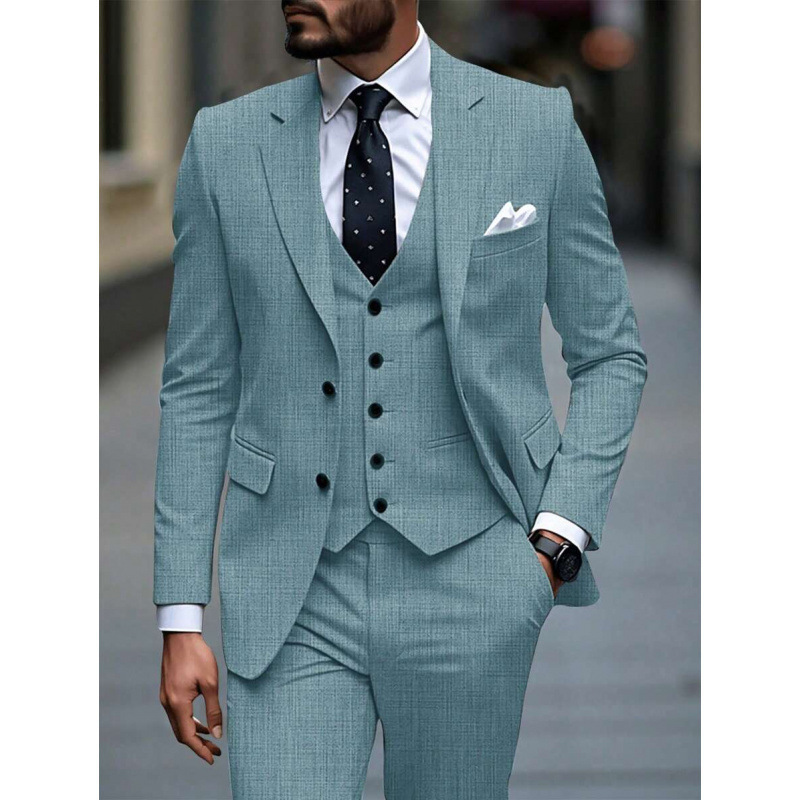 Amazon's Popular Cross-Border Foreign Trade Men's Business Commuter Suit Three-Piece Suit for Groom and Best Man