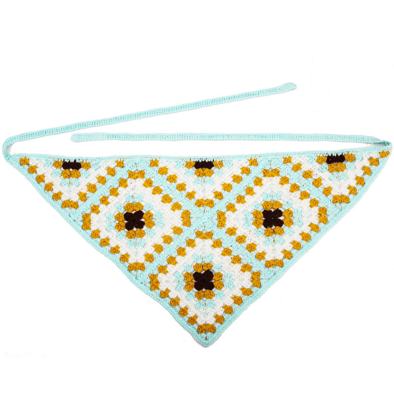 Francia cereza toallas triangulares mujeres primavera y otoño viajes padres-hijos gancho de punto flores hueco pañuelo de arte correa de pelo gorro
