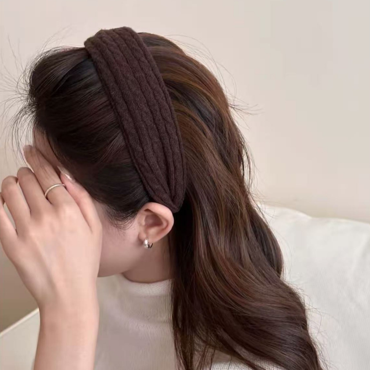 #241 coffee color twist knitted headband