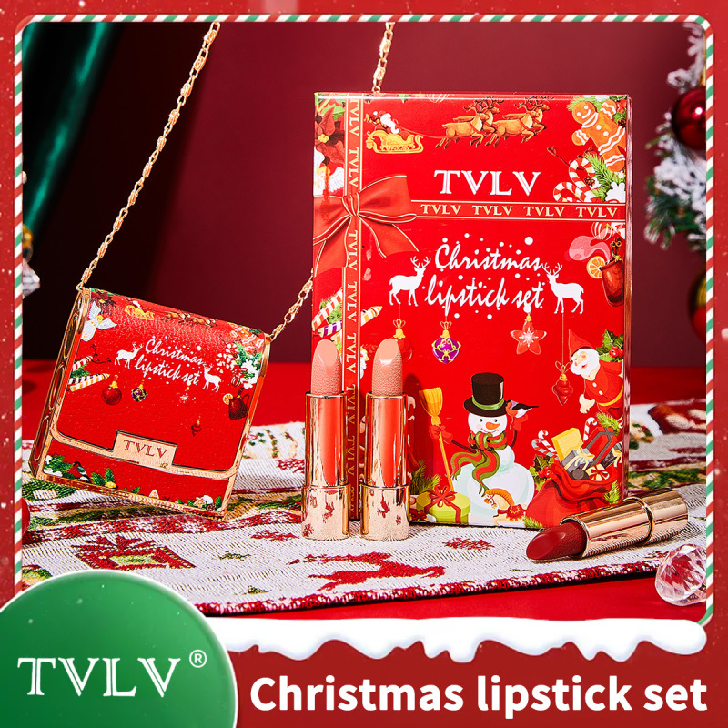 クロスボーダー TVLV クリスマスリップスティック 3本セット 保湿マットリップグレーズ 汚れにくい ヌードカラー 新年バッグリップスティック|undefined