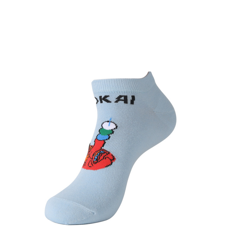 Male Japanese Monster Animation Socks Female Cotton Monster Story Sock Cartoon Personality Trend Boat Socks-5Prs 54 Undefined
