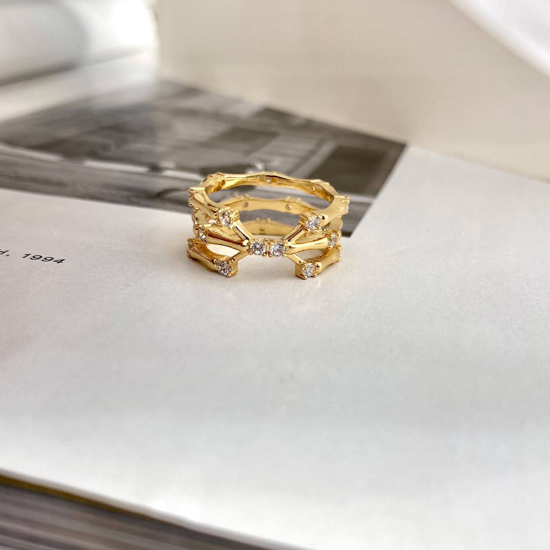 Fashion Geometric Copper Plating Zircon Open Ring