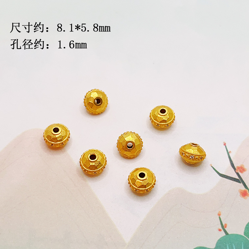 S925 Silver Gold-Plated Diamond-Studded Spacer Beads, Small Waist-Shaped Butterfly Walnut Beads Accessories for DIY Bracelets and Necklaces