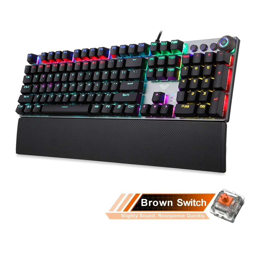 Механическая клавиатура AULA F2088, RGB подсветка, USB проводная, мультинейансные переключатели (Зелёный/Синий/Коричневый/Чёрный)