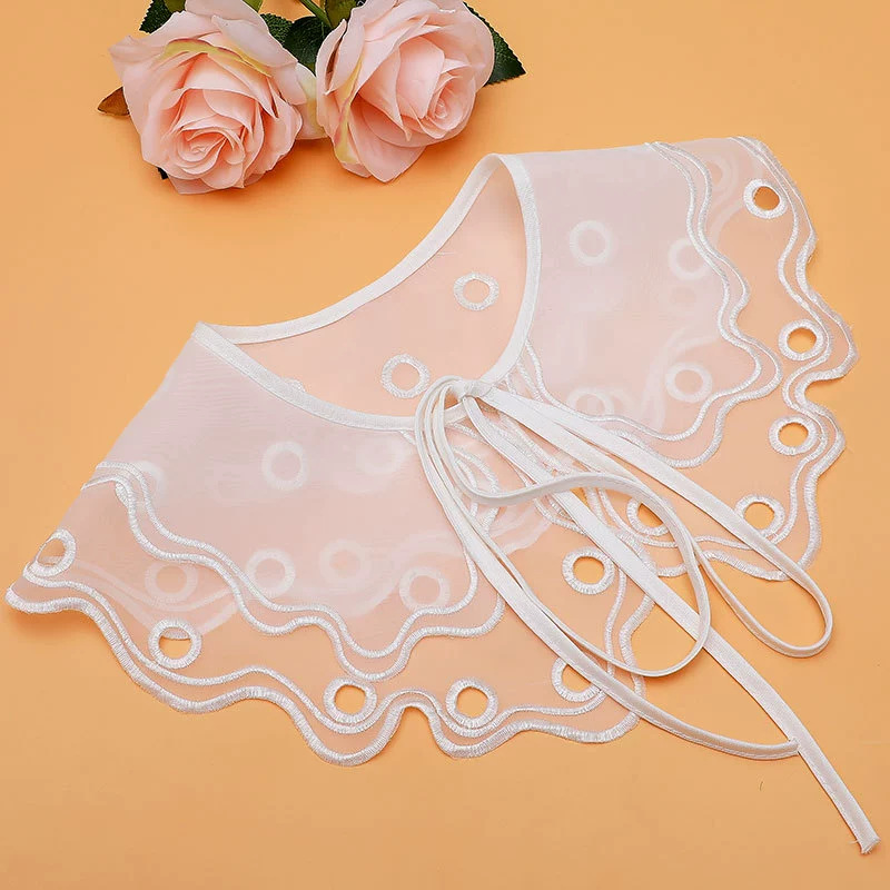 Una variedad de viento dulce blanco bordado de encaje falso diseño de lazos de vestidos de artefactos universales decoración de camisa al por mayor image 12