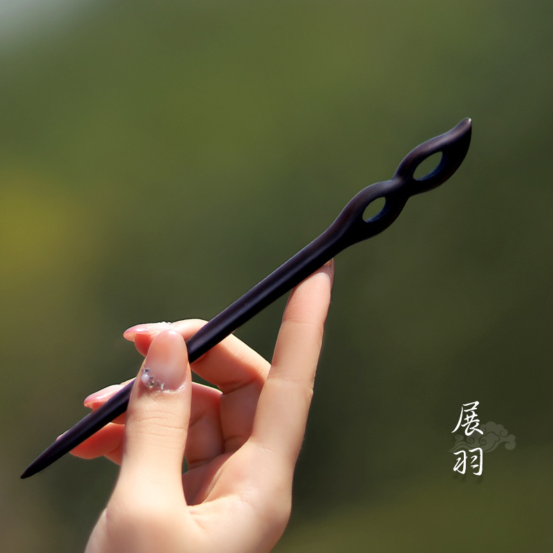 Xiangyun horquilla estilo antiguo simple diario de alto grado updo horquilla de madera nuevo estilo chino accesorios para el cabello palillos de ébano al por mayor