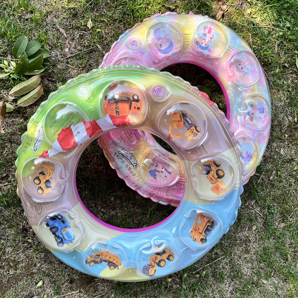Anillo de natación para niños Anillo de natación de cristal de doble capa Dibujos animados engrosados Axilas para niños Anillo salvavidas Juguetes de agua Suministros de agua