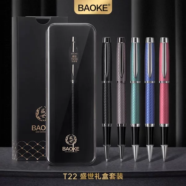 Baoke T22 ballpoint pen gift set, a high-end writing pen for office use, featuring a metal pen body and a comfortable grip