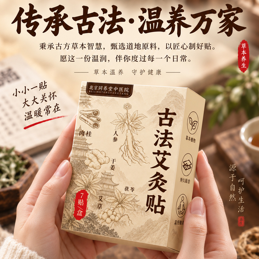 Ancient Method Moxibustion Patch Herbal Warm Compress for Neck Shoulder Waist Legs and Joints in use