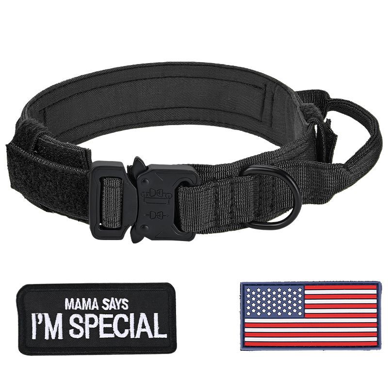 Collar táctico transfronterizo para mascotas collar de perros militares collar de entrenamiento de perros de tamaño medio collar de tracción de nylon collar de perro grande