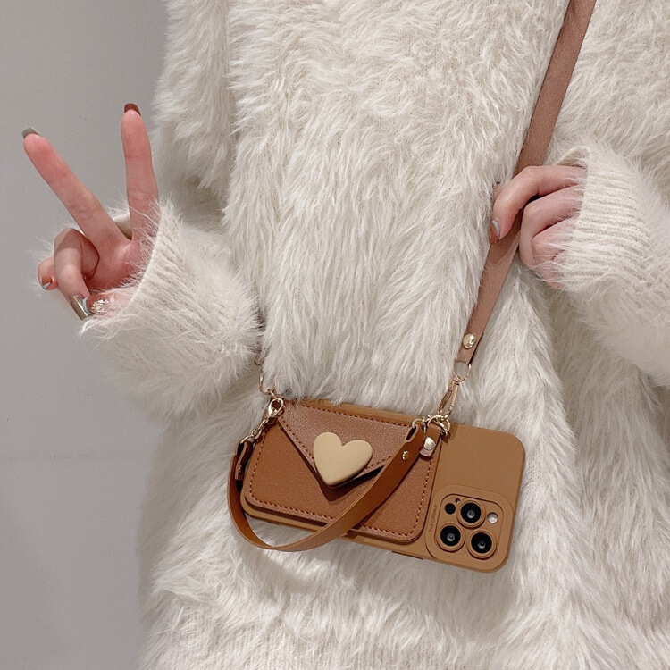 Brown Suitable for Apple 14 Phone Case Crossbody Coin Purse iPhone 17 Pro Max Protective Case 15/16 Handbag