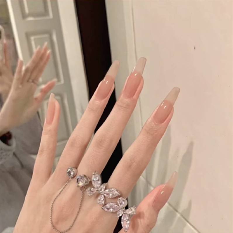 CS-127 long t through rice false nails ins Europe and the United States cross-border beige finished wear nail patch 24 Wholesale CS-127 long t through rice false nails ins Europe and the United States cross-border beige finished wear nail patch 24 Wholesale